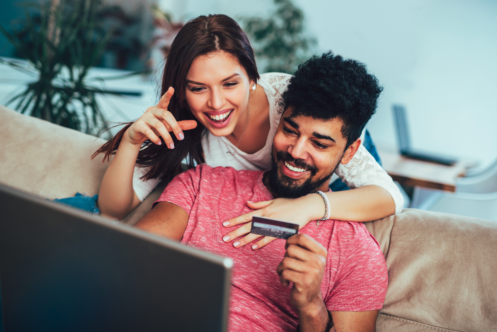 A couple shopping online using PayFast during Black Friday