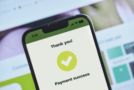 Payment gateway success screen on a mobile phone