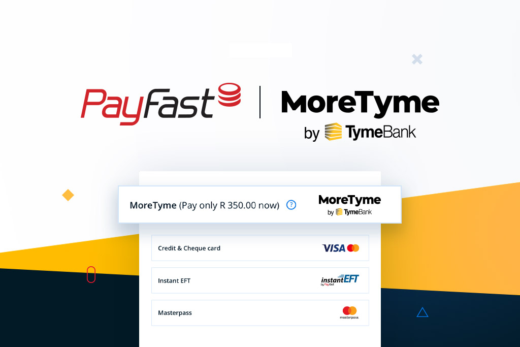 Buy now pay later MoreTyme payment method available through PayFast
