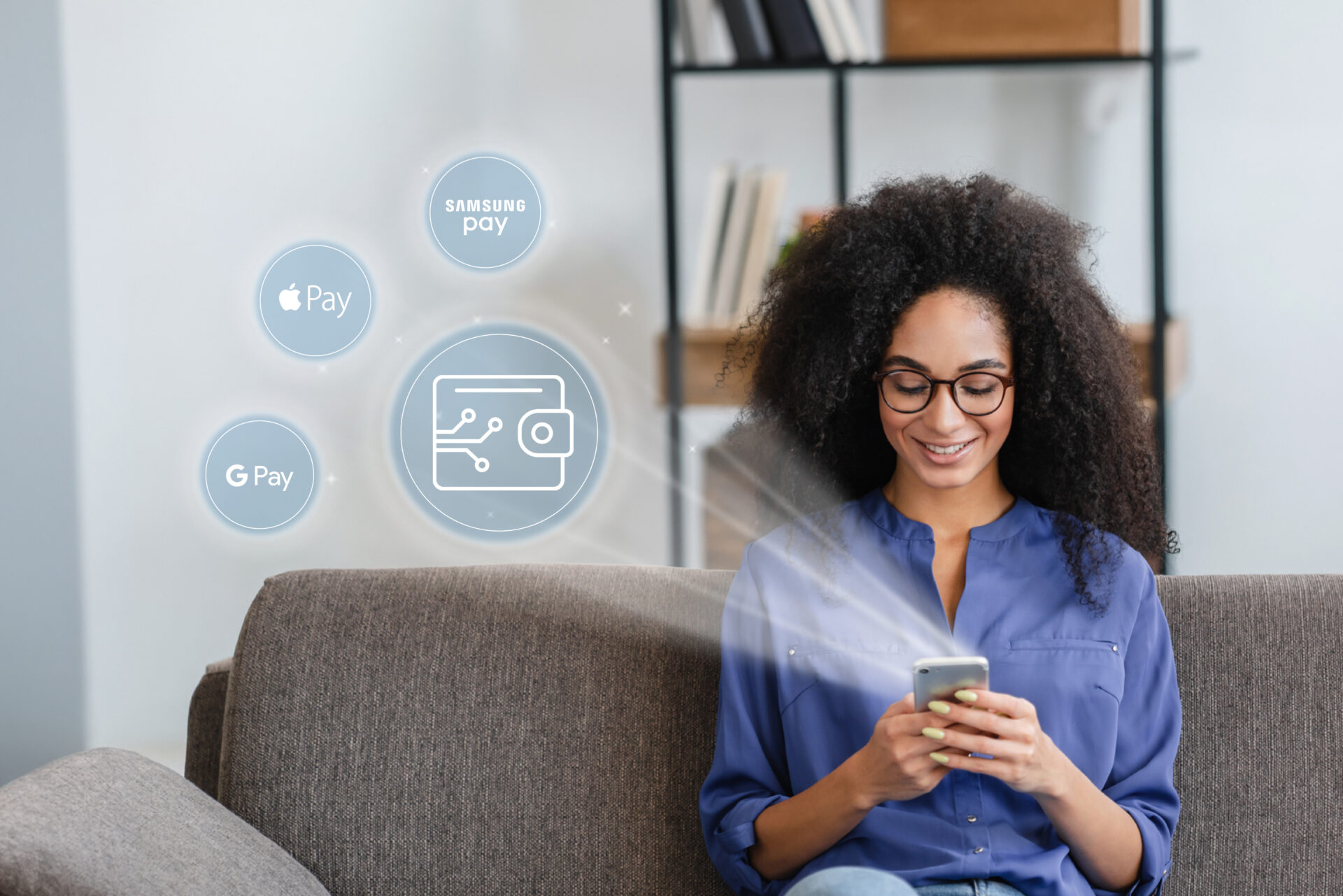 Mobile wallet payment method Apple Pay, Samsung Pay, Google Pay