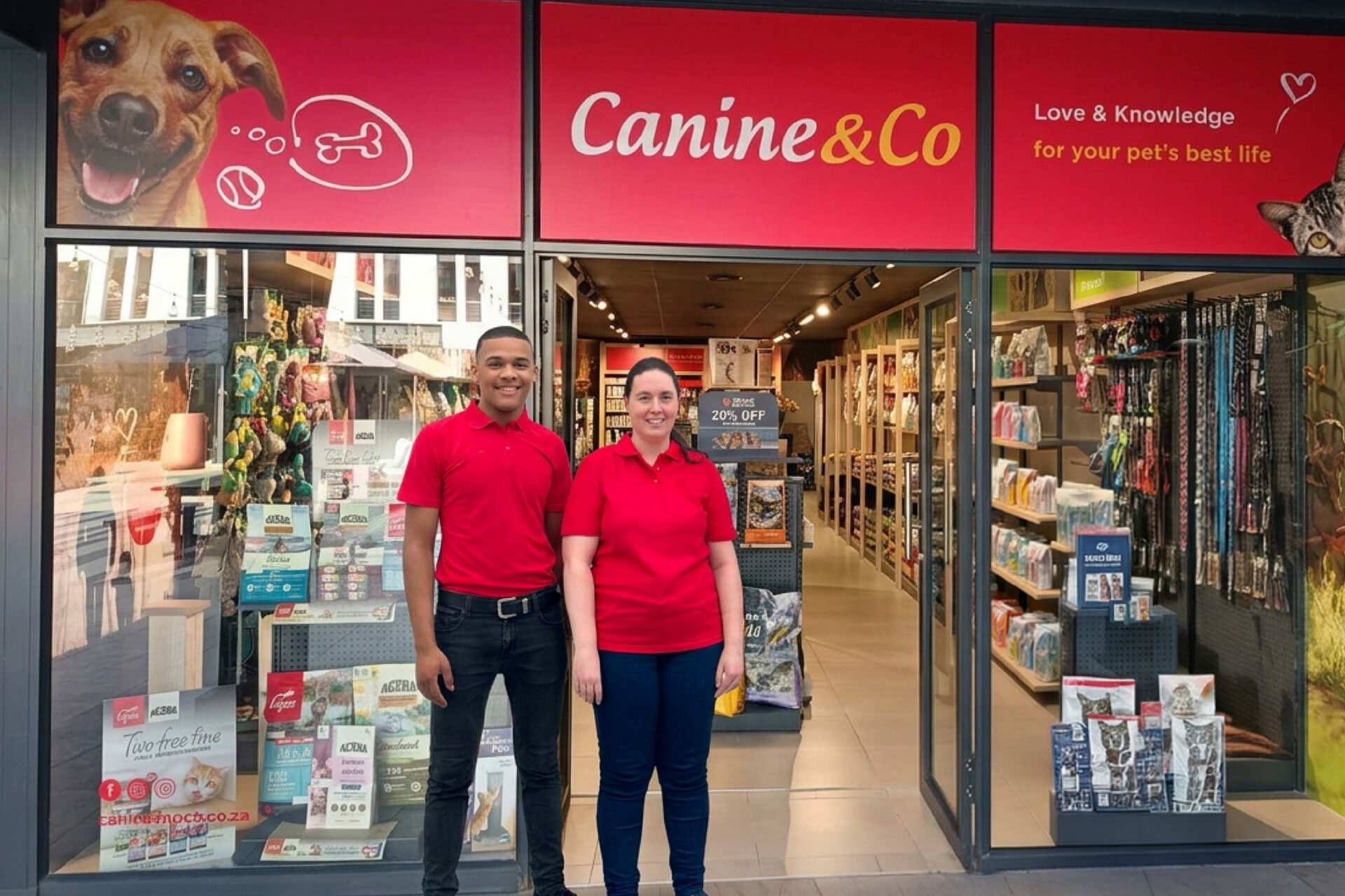 Canine & Co staff outside a store