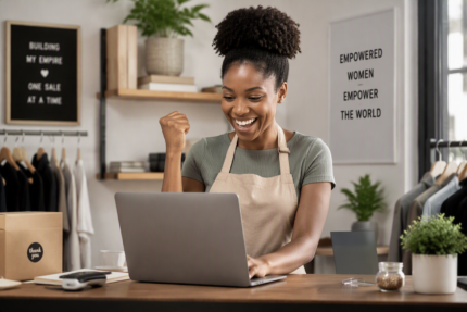 woman business owner on a laptop